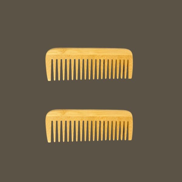 Two wooden combs are shown side by side.