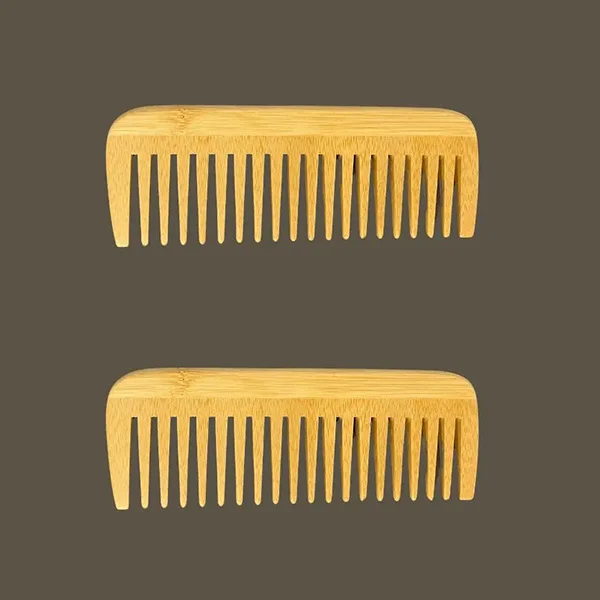 Two wooden combs are shown side by side.