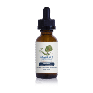 Brown bottle of Seagrape Botanicals facial serum.