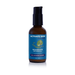 Men's skin cleanser in a dark bottle.