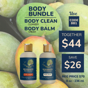 Body bundle promo with body cleanser, balm.